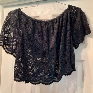 Black lace off the shoulder top